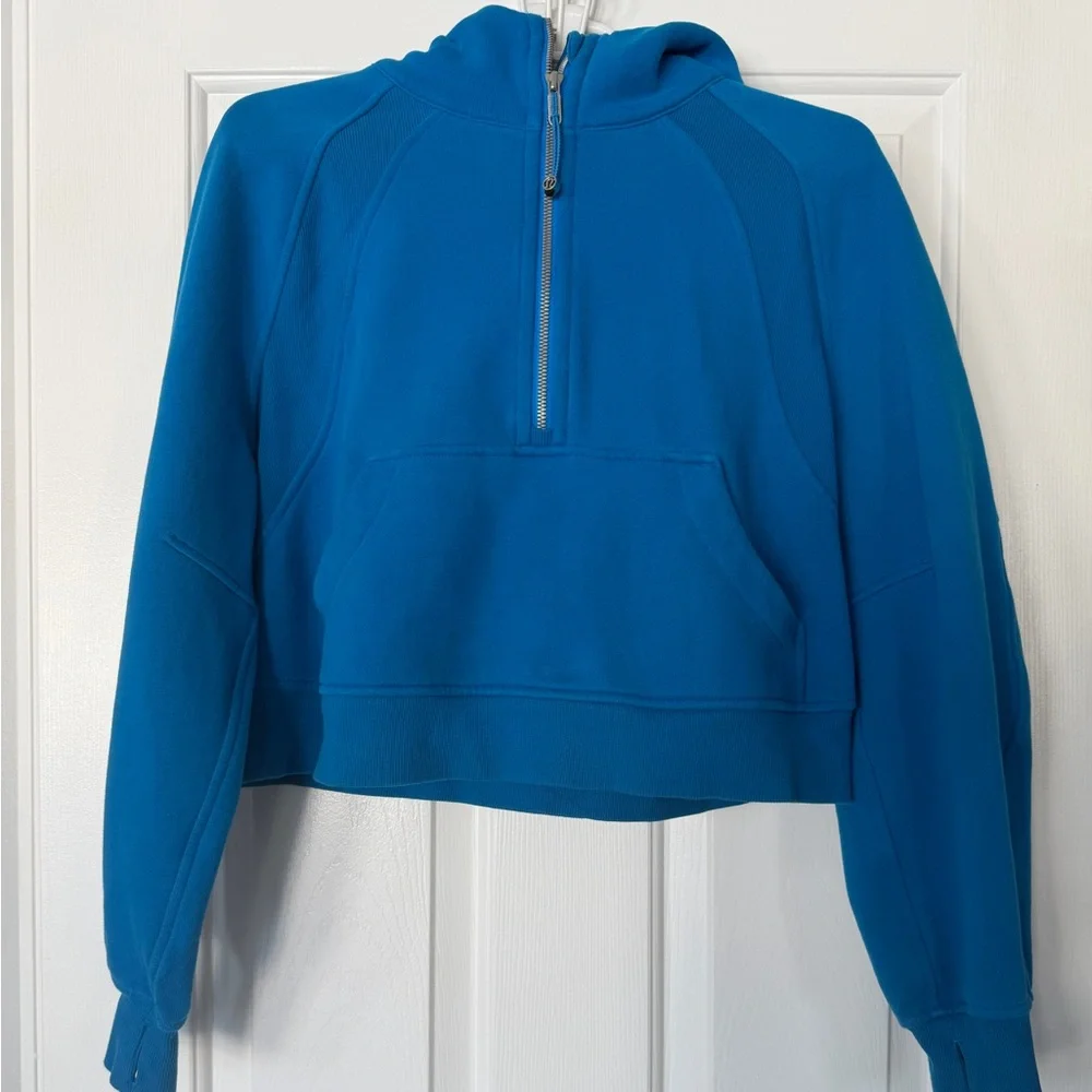 lululemon athletica Blue Half-Zip Cropped Sweatshirt - Picture 1 of 6